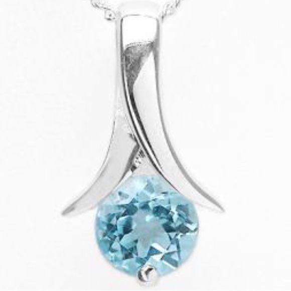 1.10 CTW Swiss Blue Topaz Sterling Silver 18 Inch Designer Necklace - Picture 4 of 5